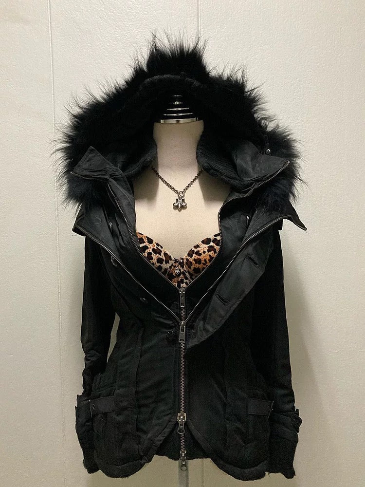 Black Fur Vintage Hoodie